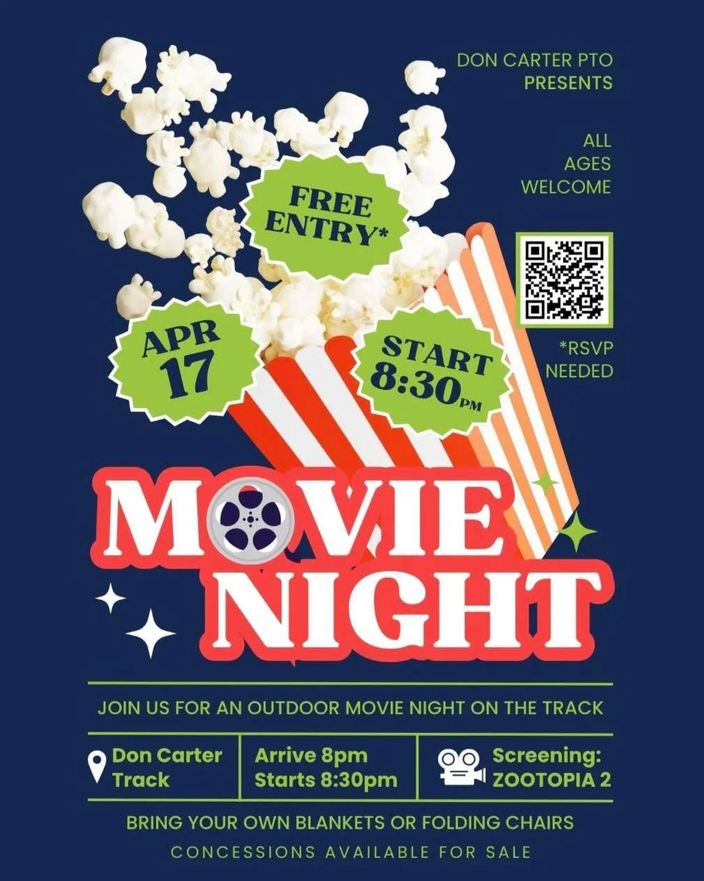 ✨Our Free Outdoor Movie Night is tonight!✨

We have a few reminders for everyone to allow this event to run smoothly:
🪑Please arrive at the back of the school at 8:00pm with your lawn chairs and/or blankets to get settled in before the movie starts.
