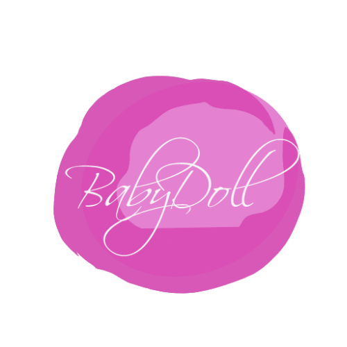 Purple cosmetic container with the words 'Baby Doll' written in elegant white script.
