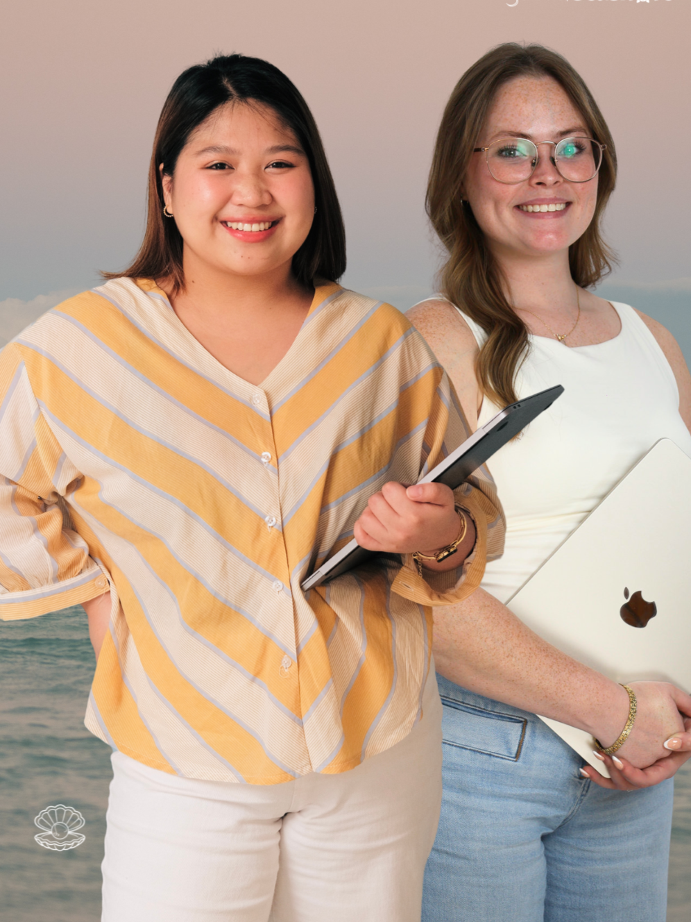 Paula and Breana posing for Social Seashore photo social media management