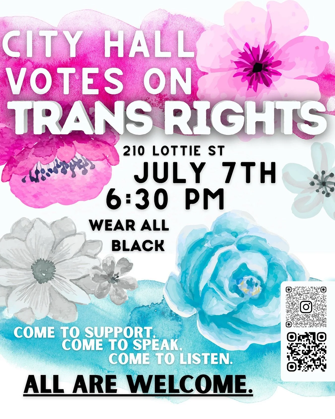 Please come support trans rights at the next City Hall meeting! We encourage people to speak, sharing whatever they feel needs to be heard by city council regarding trans sanctuary; and if you wish to be included in our organization speaking structur