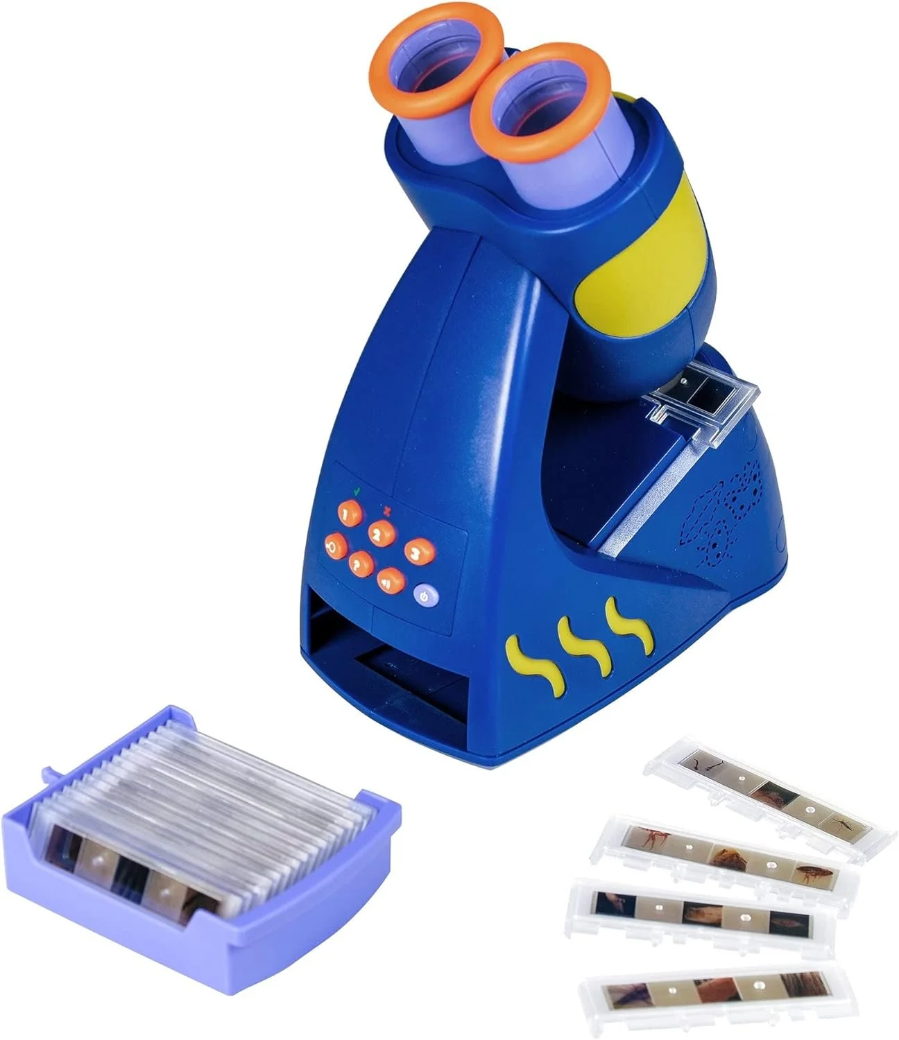 Microscope for Kids: Includes 60 beautiful full-color images and 2 modes of play, Fact Mode and Quiz Mode. This toy promotes sentence building, use of descriptive words, and knowledge of how to ask and answer questions. It will grow with your child!