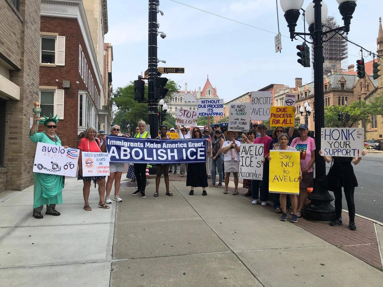 Local Protestors Take the Fight Against Avelo Airlines to the Albany County Office Building