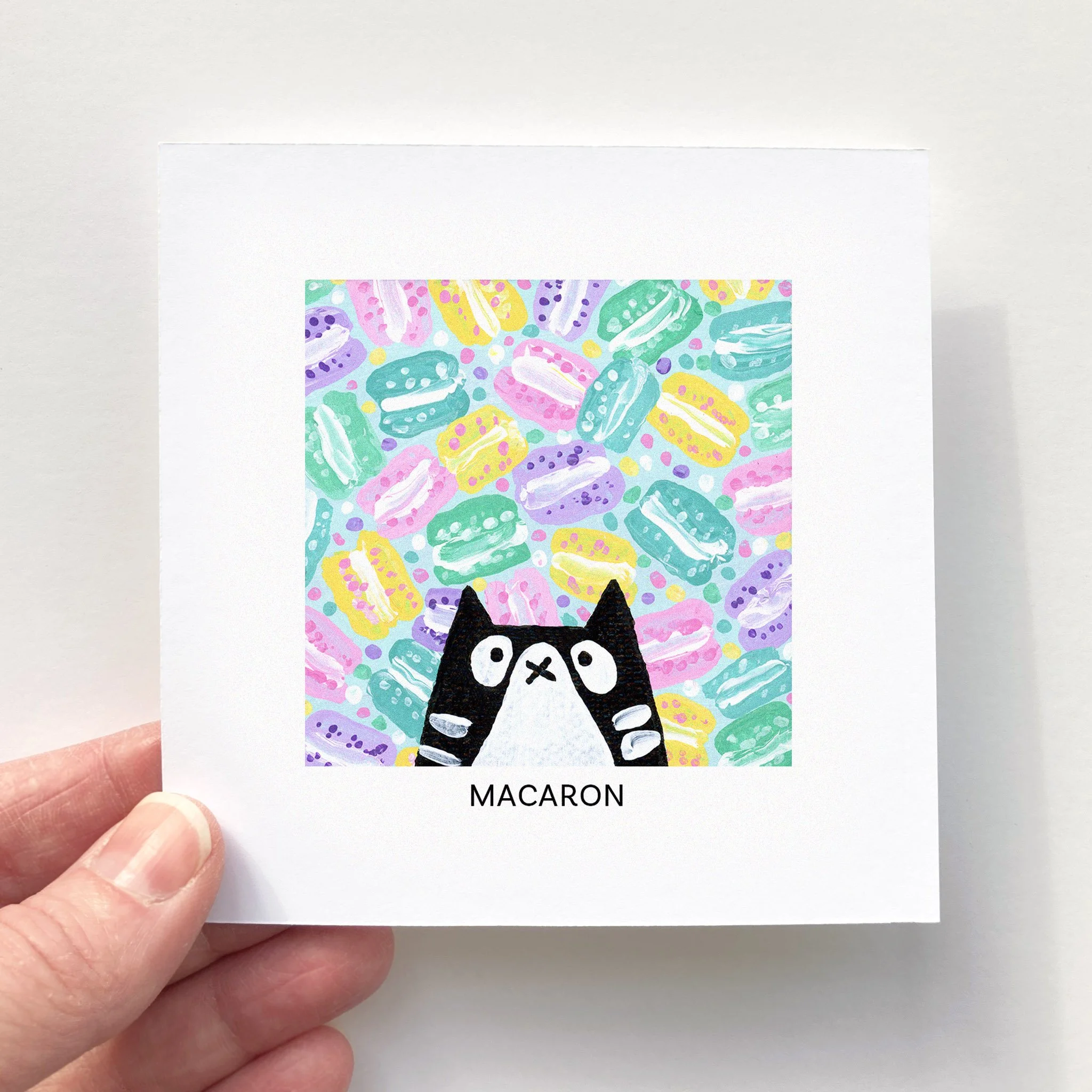 Mini Affiche 4"x4" - Mini Minou - MACARON