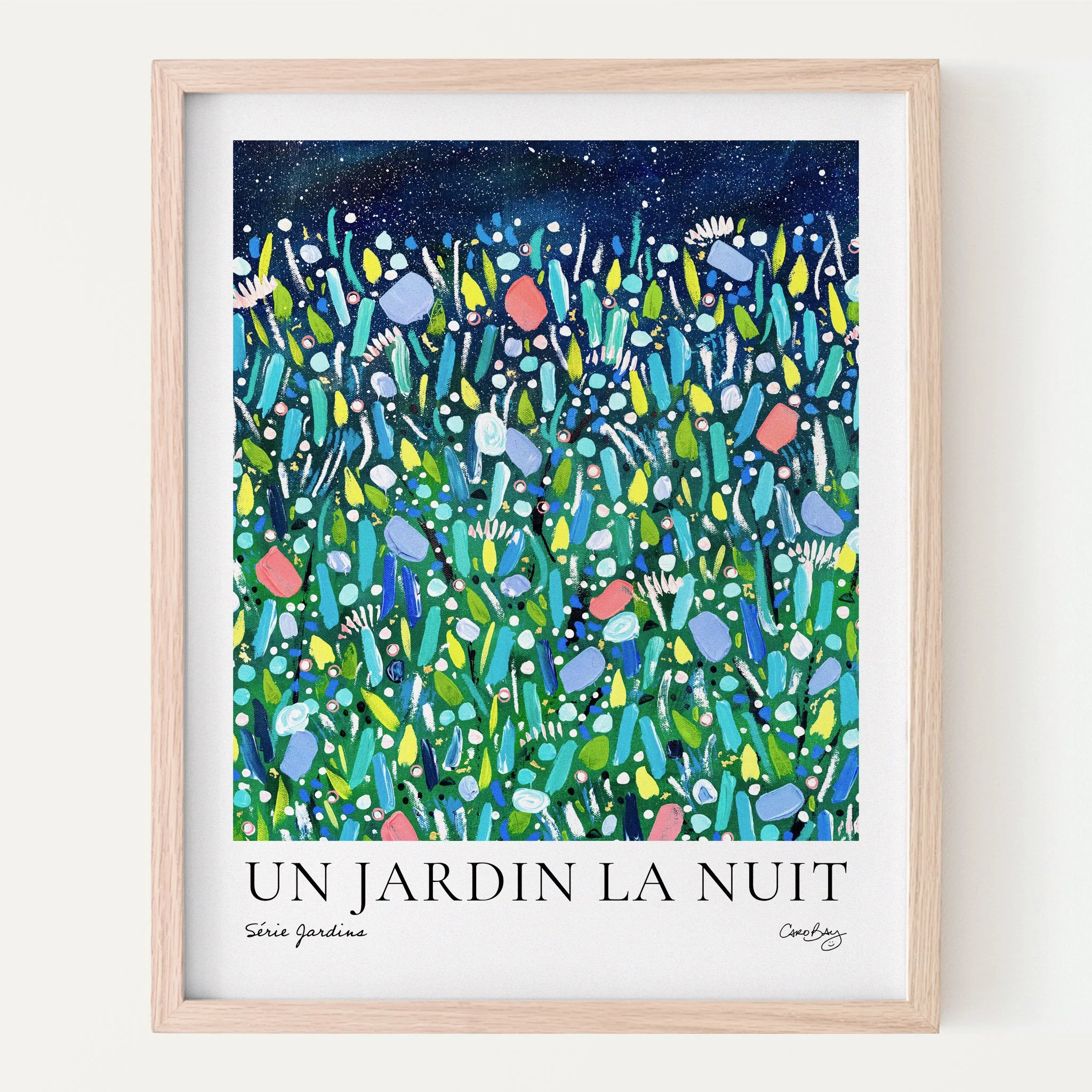 Un jardin la nuit-8x10-Print-Affiche-Peinture-Jardin-Floral-Abstrait-Caro-Bay-Art-CADRE.jpg