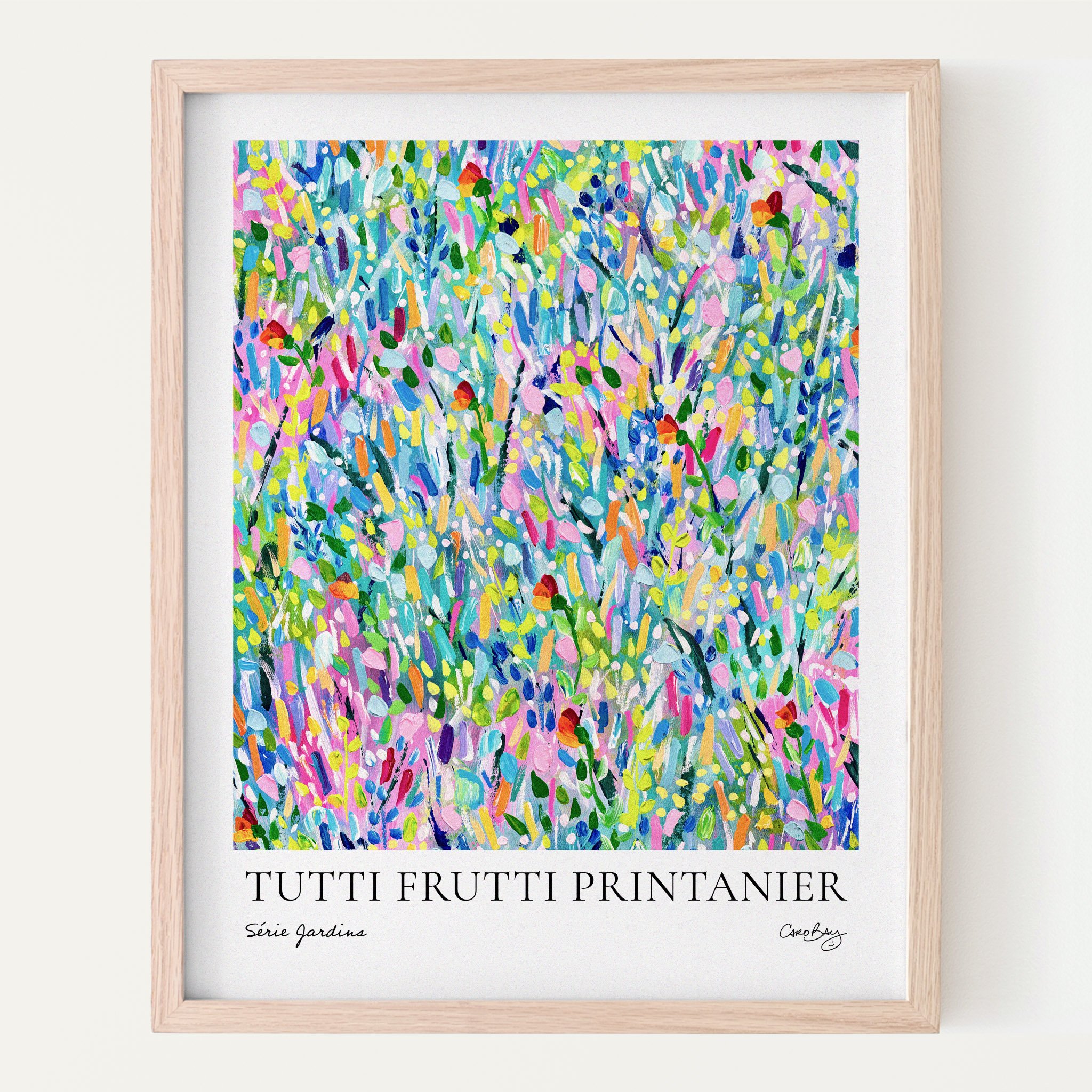 Tutti frutti printanier-8x10-Print-Affiche-Peinture-Jardin-Floral-Abstrait-Caro-Bay-Art-CADRE.jpg