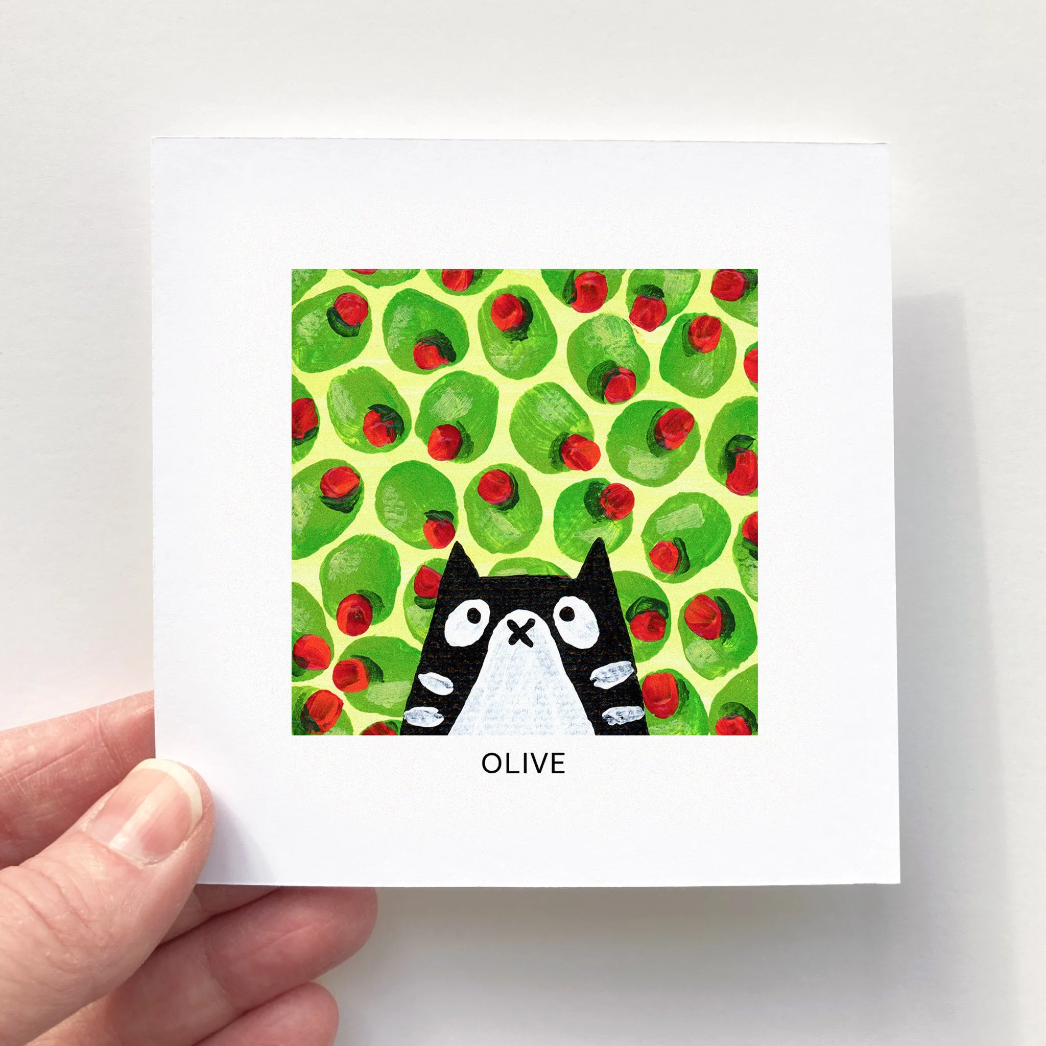 Mini Affiche 4"x4" - Mini Minou - OLIVE