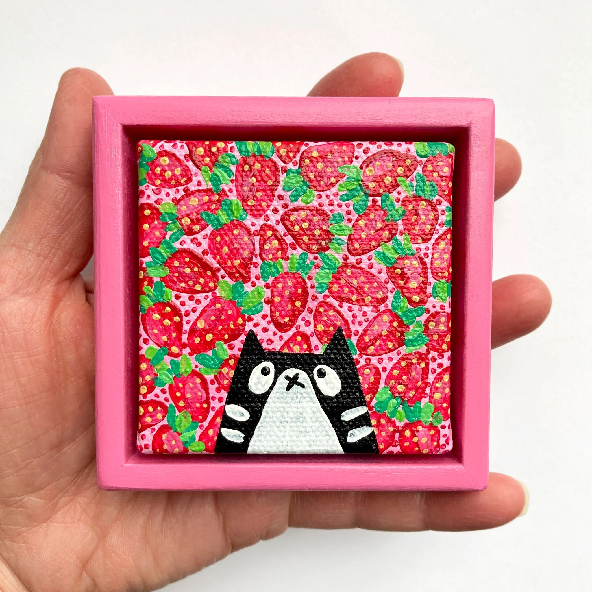 FRAISINETTE - Mini Minou | 2.5"x2.5" | Encadré