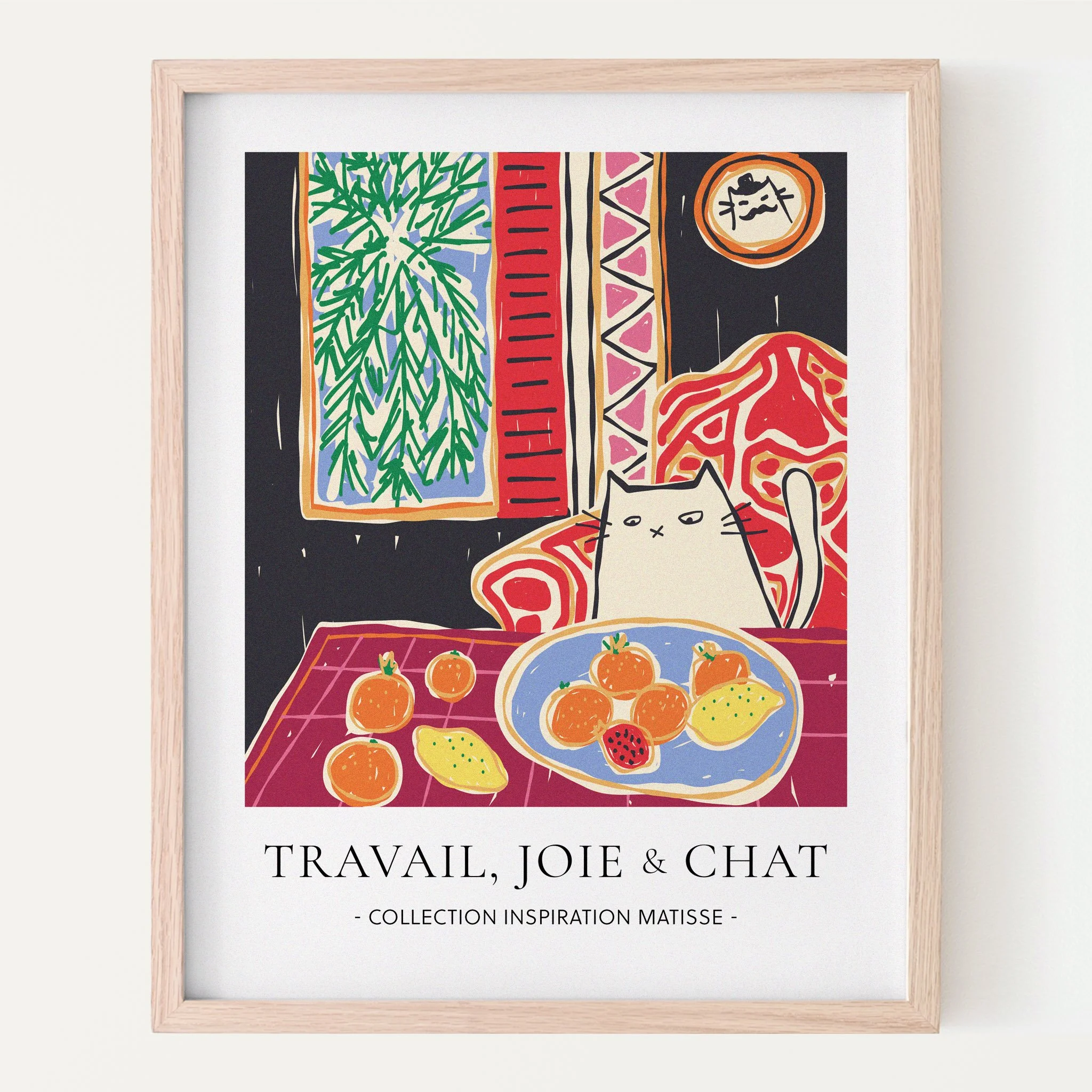 Affiche - Inspiration Matisse - Travail, Joie et Chat