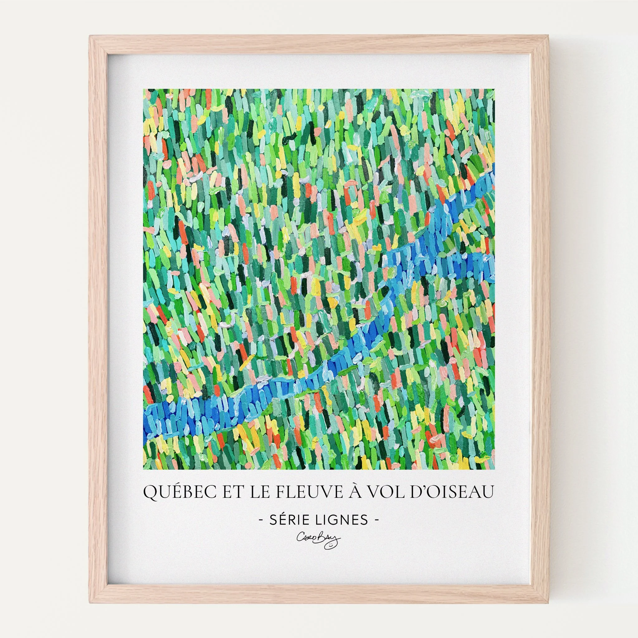 Affiche - Québec et le fleuve à vol d’oiseau - Série Lignes