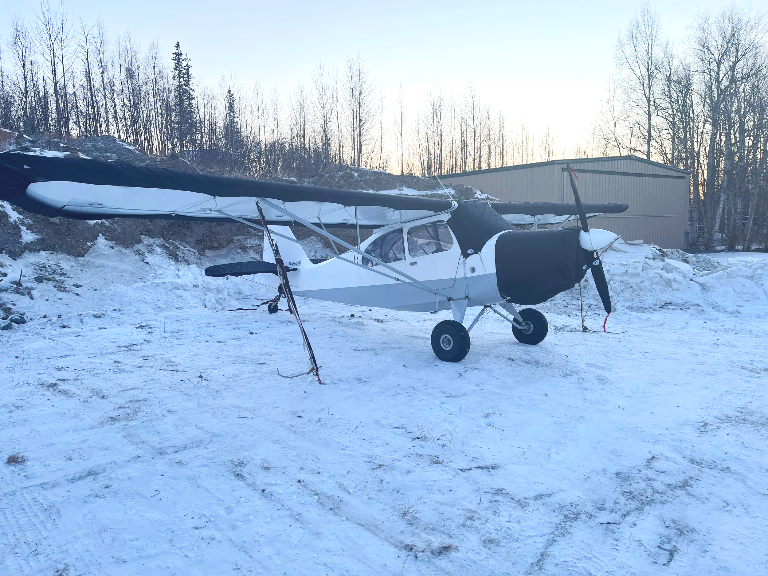 Aeronca Champ, wing, engine, windshield, tail and prop covers