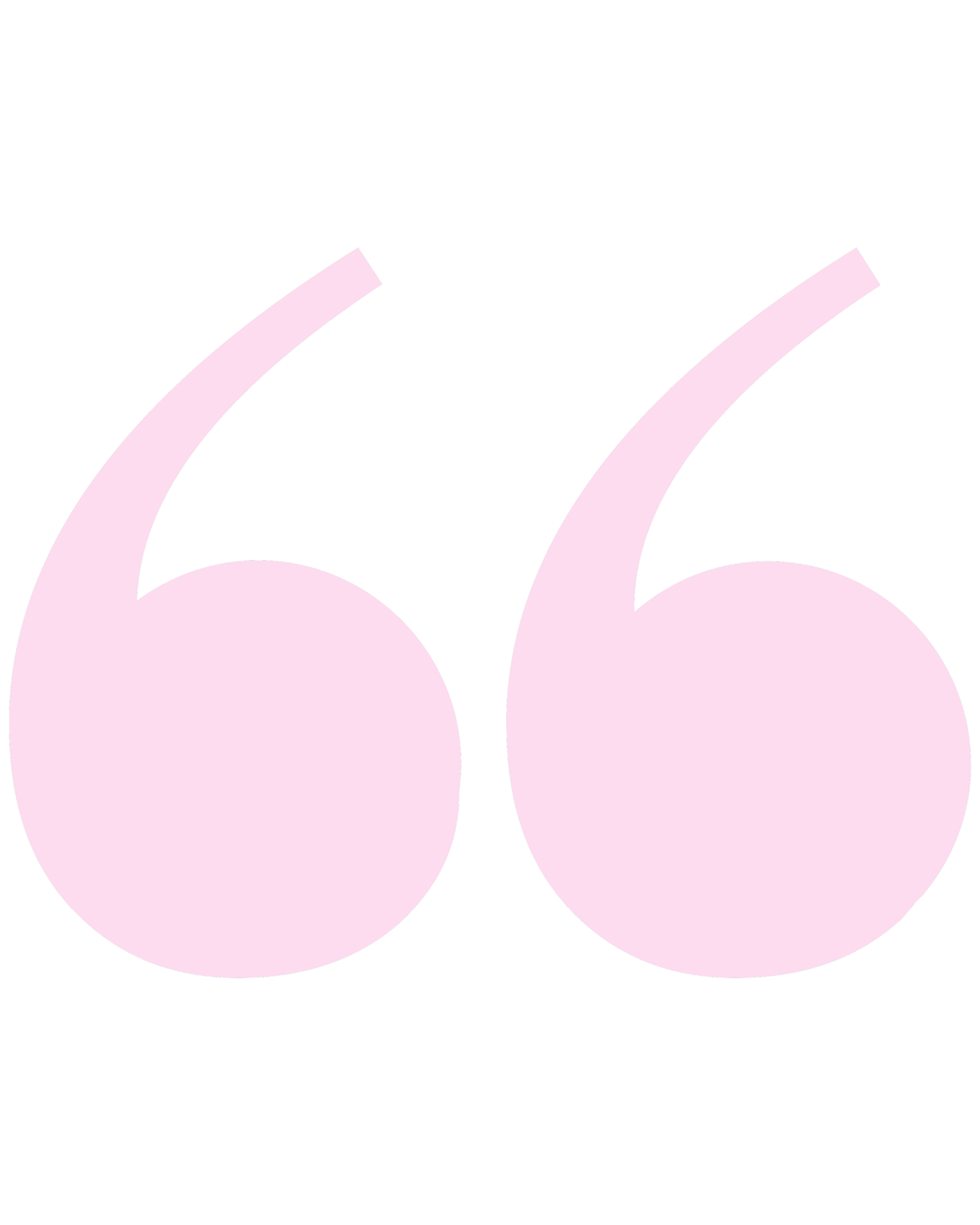 Large pink quotation marks on a black background.