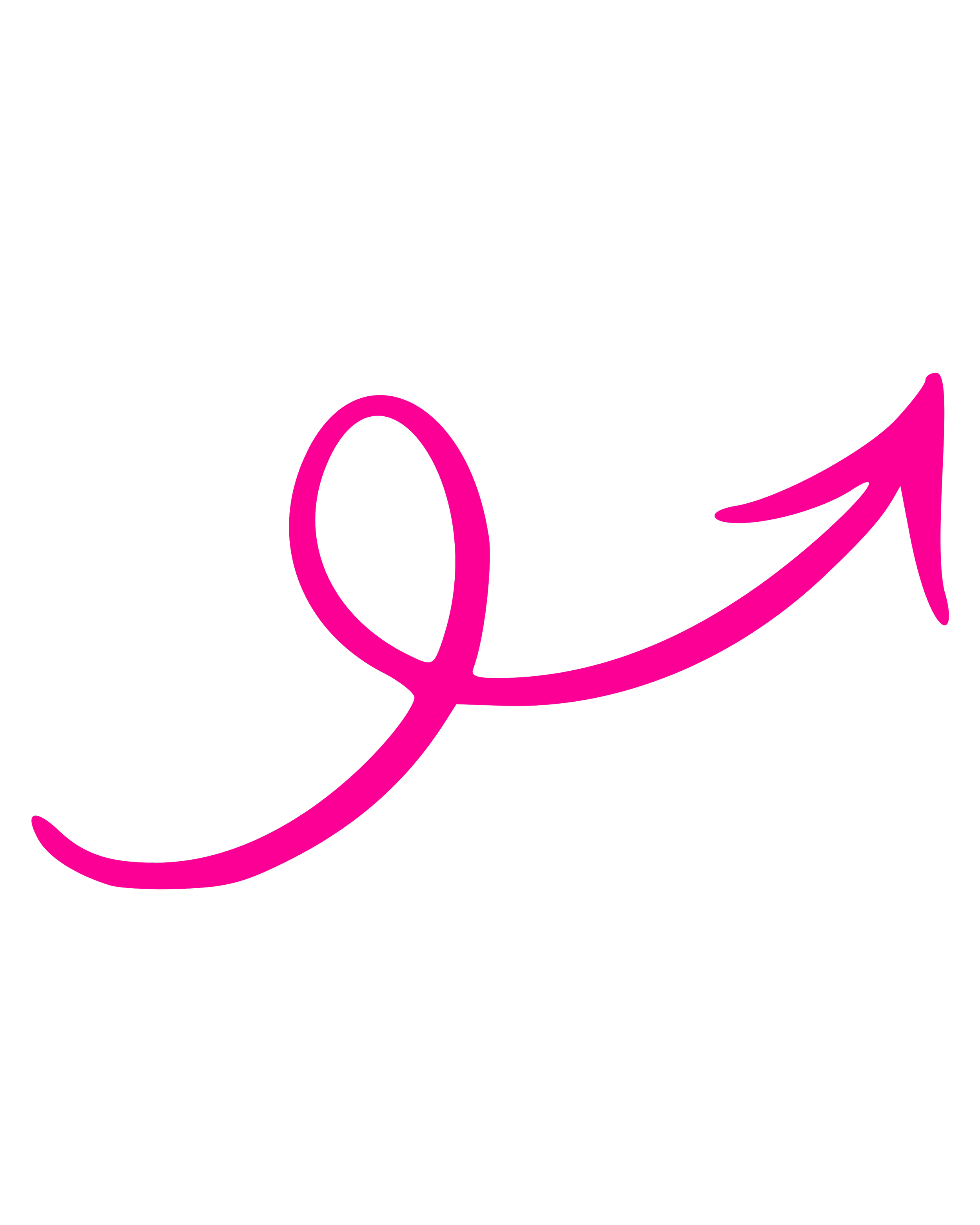 Pink female gender symbol with an upward arrow on a black background.