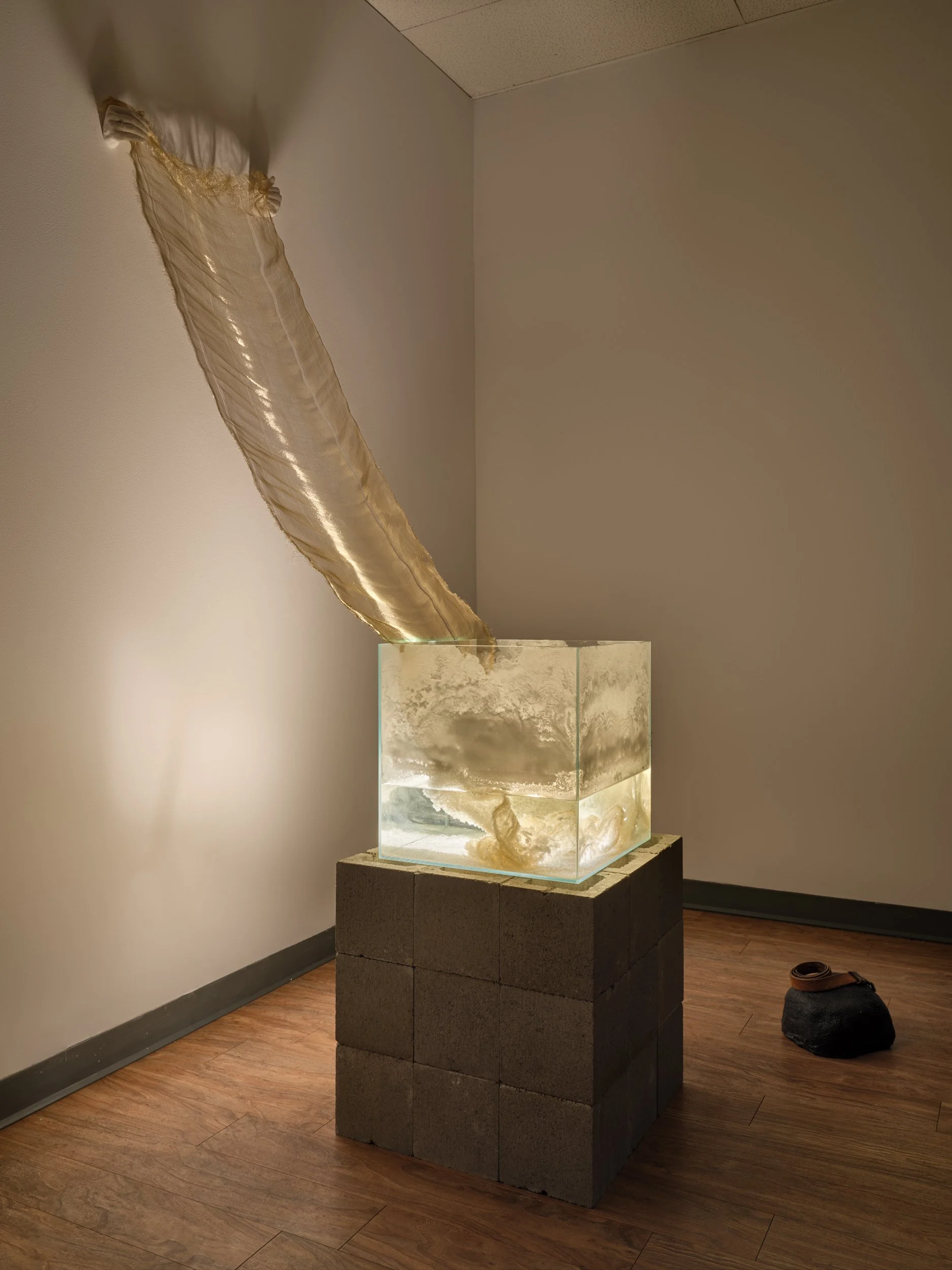   Your Absence Is Mineral  brings together a series of copper-wire sculptures transformed through salt crystallization alongside a durational installation that carries the artist’s crystallization process from the studio into the gallery. Across two 