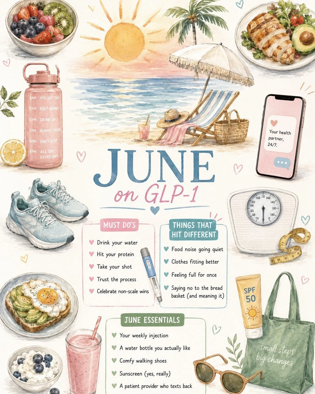 June on GLP-1 hits different. 🌊

The food noise gets quieter. The clothes start fitting better. You stop thinking about your next meal before you've finished the one in front of you.

It's not magic. It's just finally having the right support.

If y