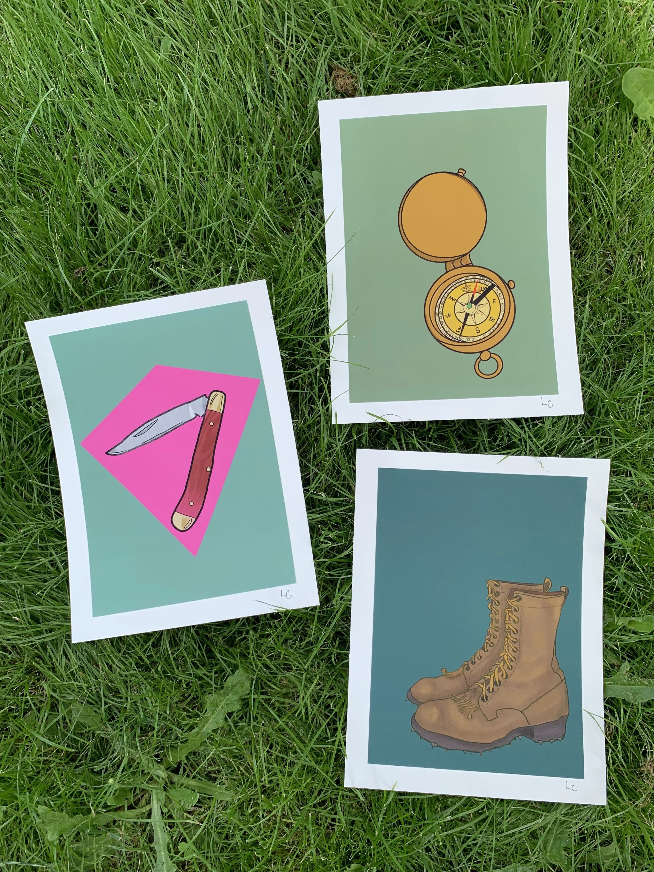 Boots, compass, knife print trio.jpg