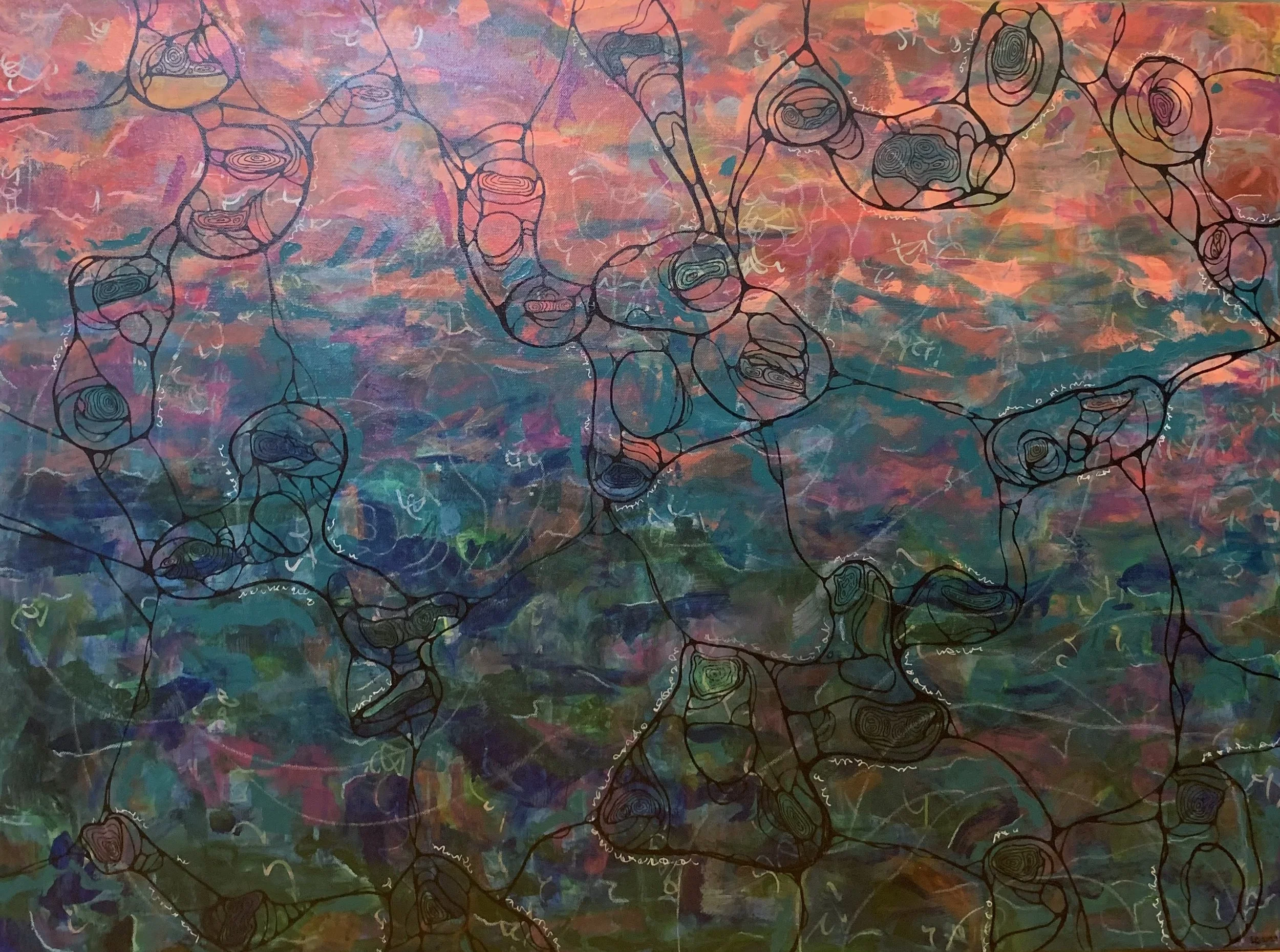 For Us - Mixed media on stretched canvas, 36 x 48", 2024 (Not for sale) 