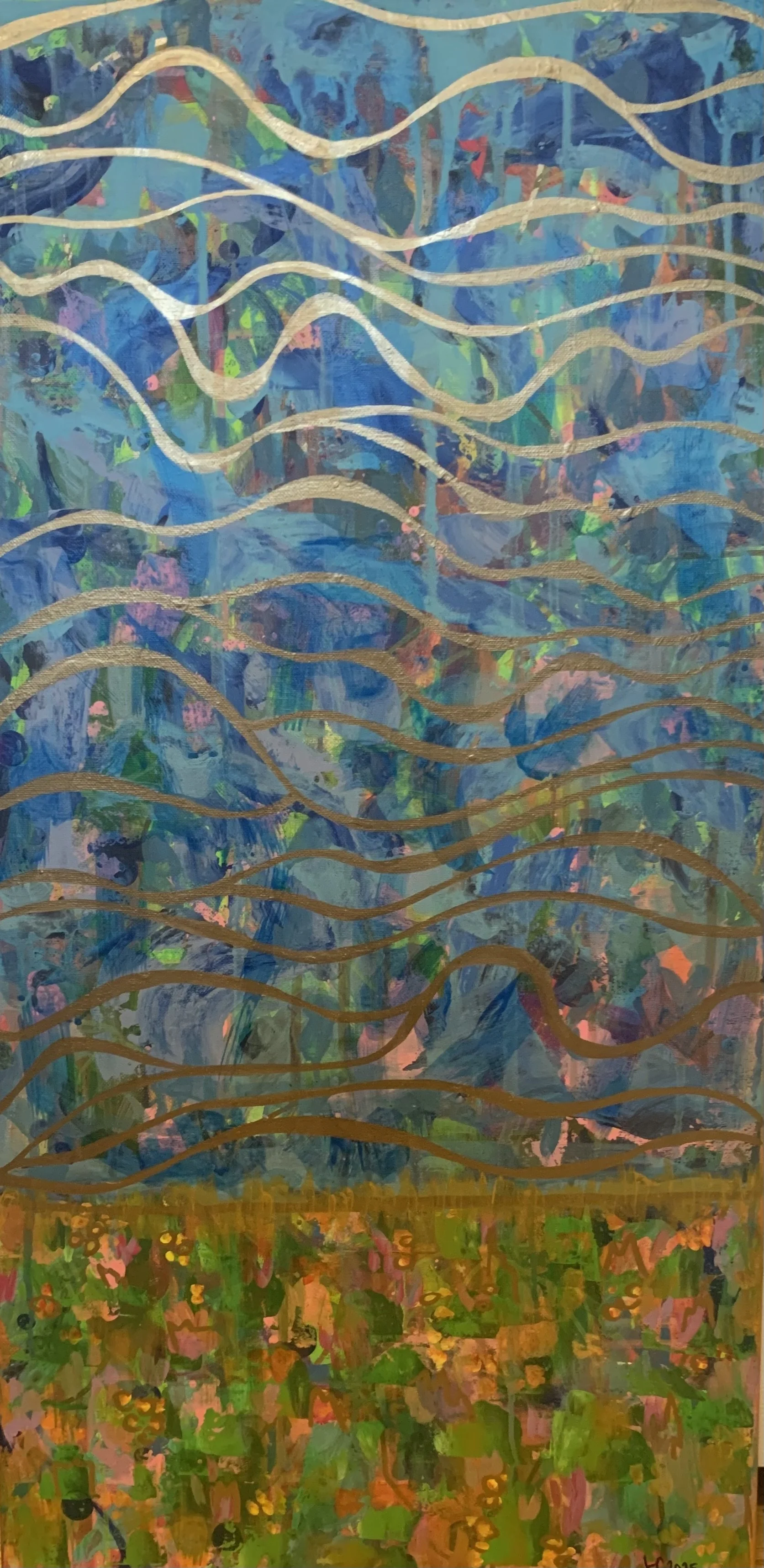 Summer Day - Mixed media on stretched canvas, 15 x 30", 2025