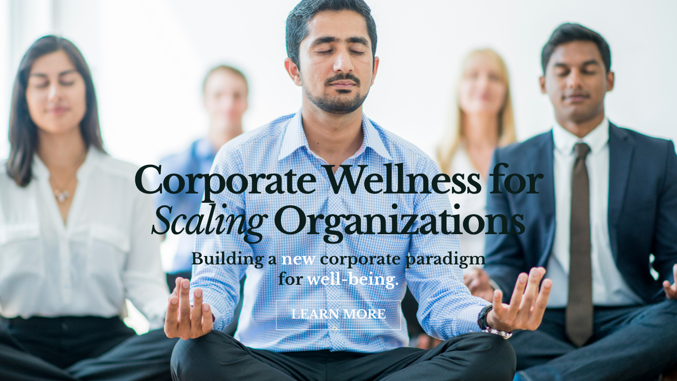 Corporate wellness program workshop for scaling teams, mindfulness and meditation training for executives, corporate wellness, leadership development, c-suite leaders meditating in office