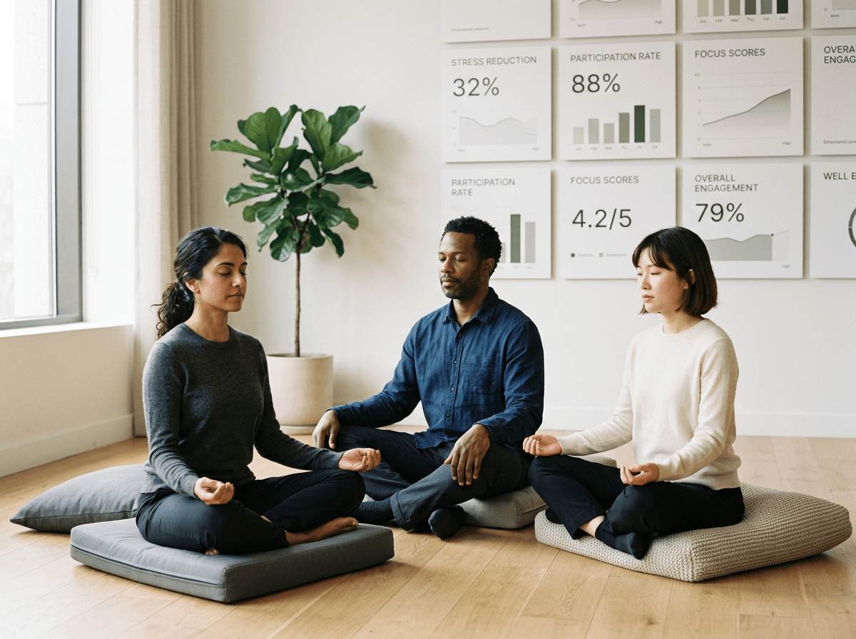 team meditating at work executive coaching for burnout, corporate wellness programs, executive coach, corporate wellness consulting, executive resilience coaching, workplace burnout prevention programs, leadership development and training