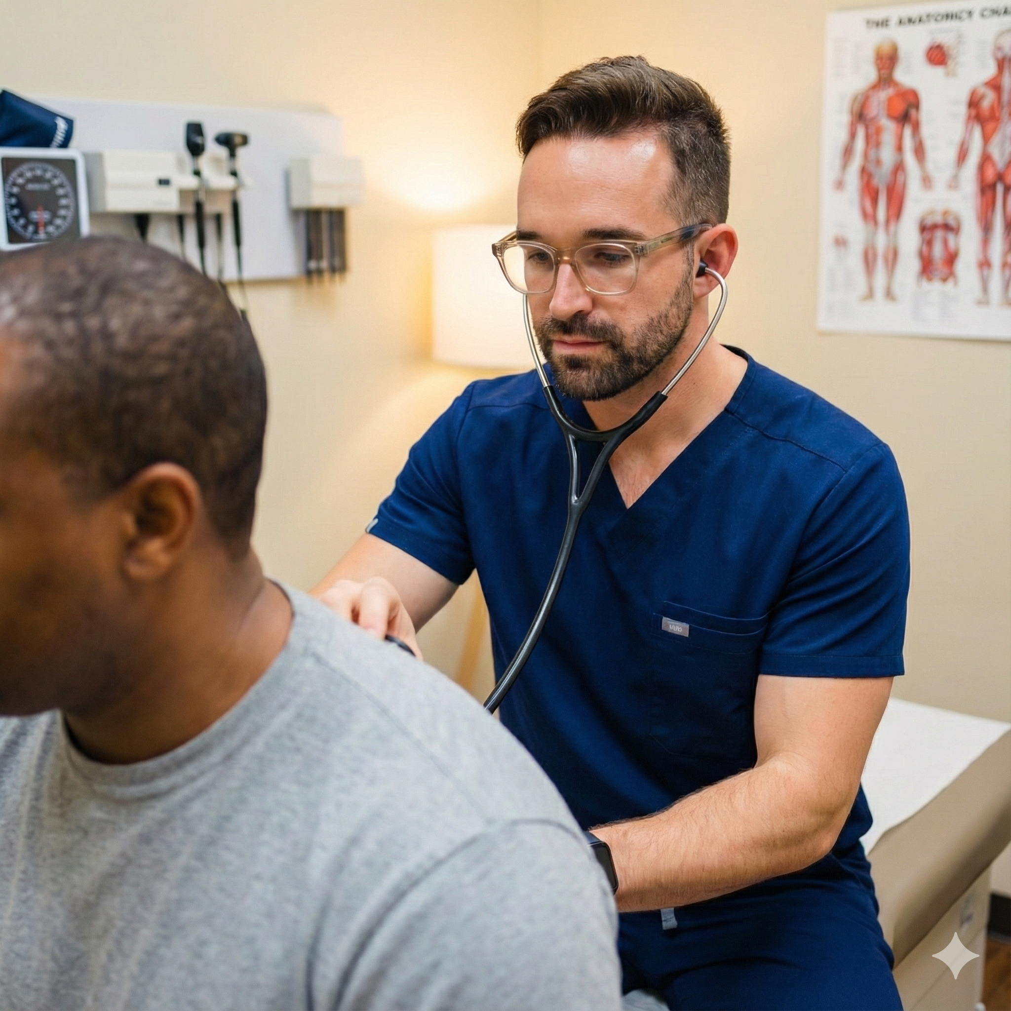 Dr. Connor Anderson, ND, performing diagnostics for patient care