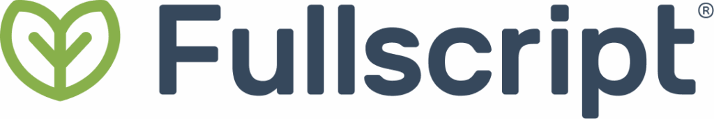 Fullscript logo with a green leaf icon and the word 'Fullscript' in dark blue text.