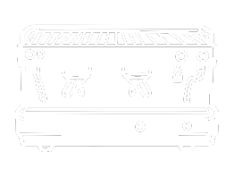 Line drawing of a coffee maker with three cups underneath the dispensing area.
