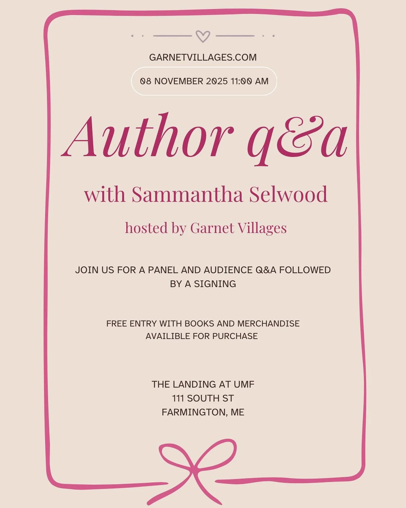 Join us for a Q&amp;A with Sammantha Selwood, author of It&rsquo;s Always You! We&rsquo;ll have a brief panel with an opportunity for audience questions, followed by a signing. 

Entry is free and books and merchandise will be available for purchase 