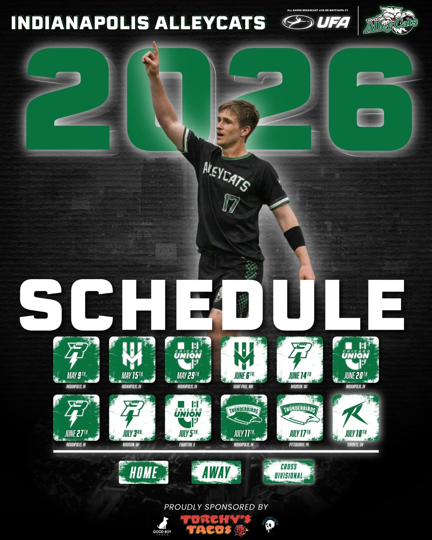 🚨 IT&rsquo;S OFFICIAL 🚨
The 2026 Indianapolis Alleycats schedule is LIVE!
New battles. Familiar rivals. Same mission.
Mark your calendars, Indy &mdash; it&rsquo;s time to defend the alley. 🐾🔥
#AlleyCats #UFA #DefendTheAlley #IndyUltimate #History
