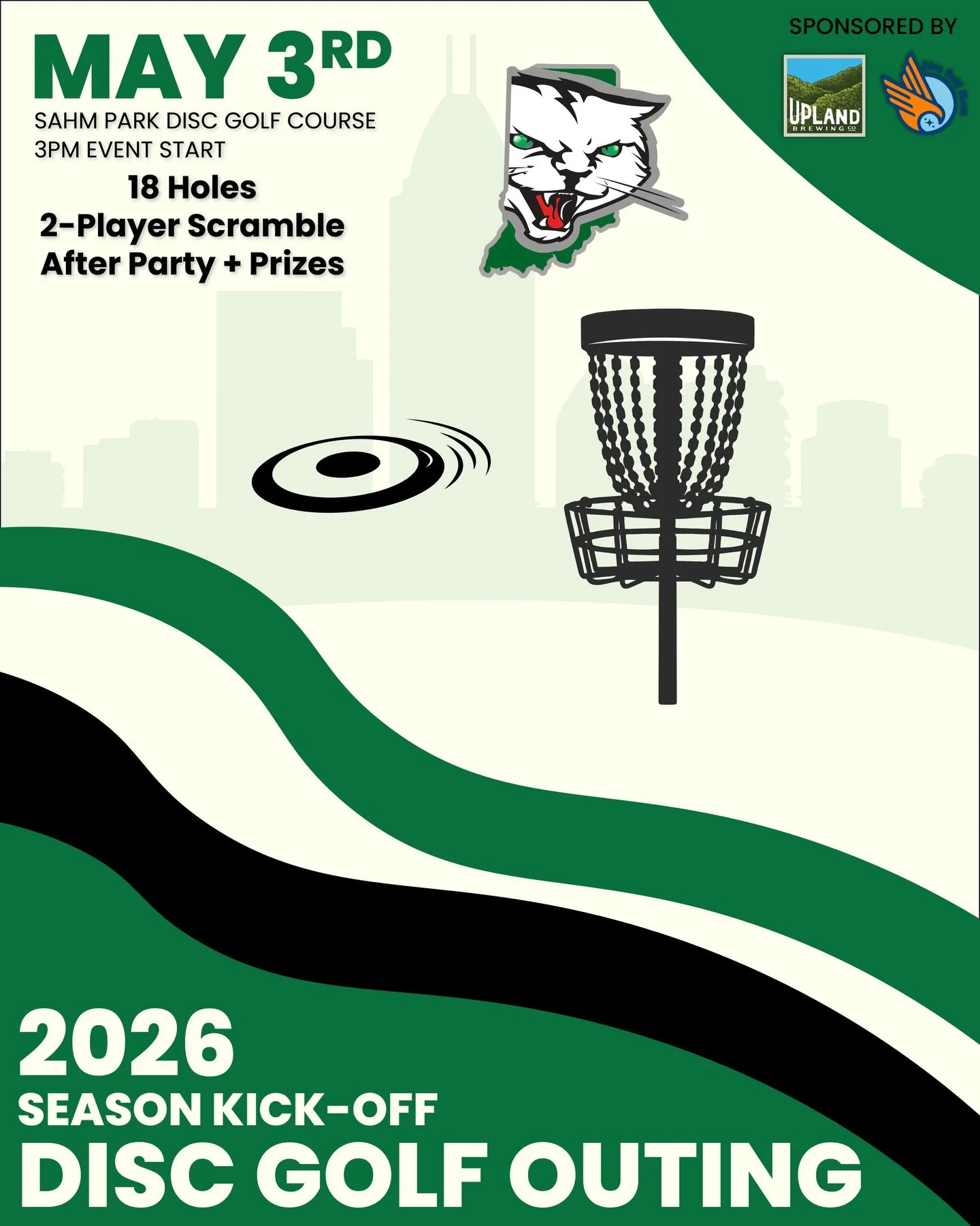 We are just 2 weeks away from our big season kick-off! 🥏
Join us May 3 at Sahm Disc Golf Course:
&bull; 2-player scramble (all levels welcome)
&bull; 18 holes + prizes
&bull; Free growler, AlleyCats tickets &amp; more

After party at Upland Brewing,