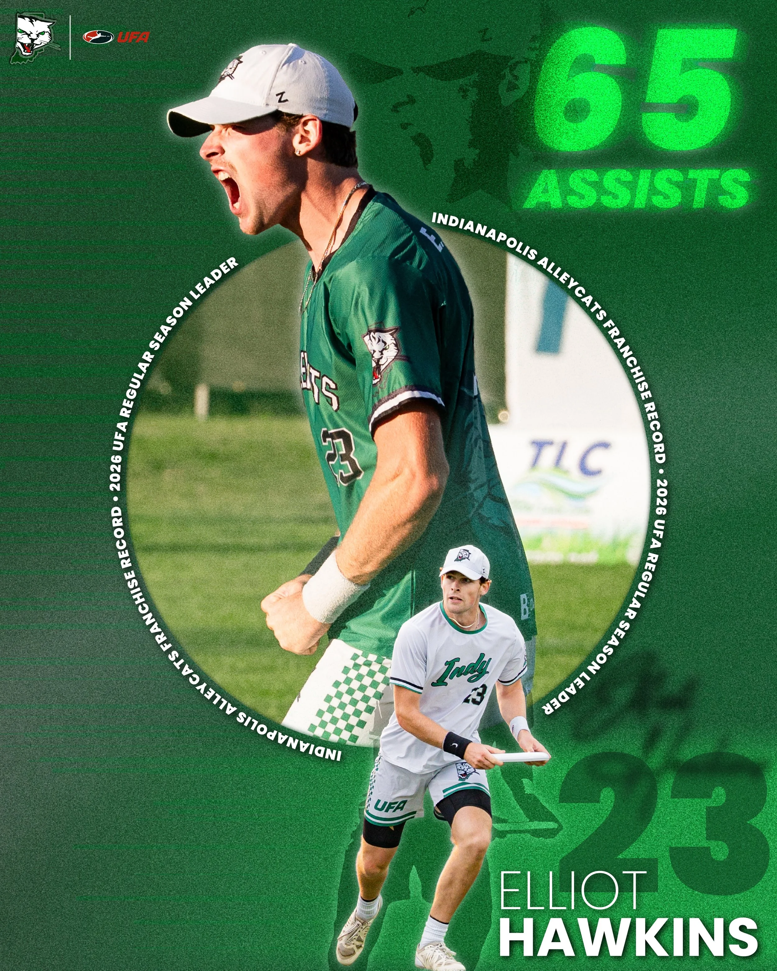 Elliot Hawkins is an odd way of spelling GREATNESS, but #23 has been putting up numbers all season long! In Sunday's matchup in Pittsburgh, not only did Elliot become the 2026 UFA League Leader in Assists, but he is also your NEW FRANCHISE RECORD HOL