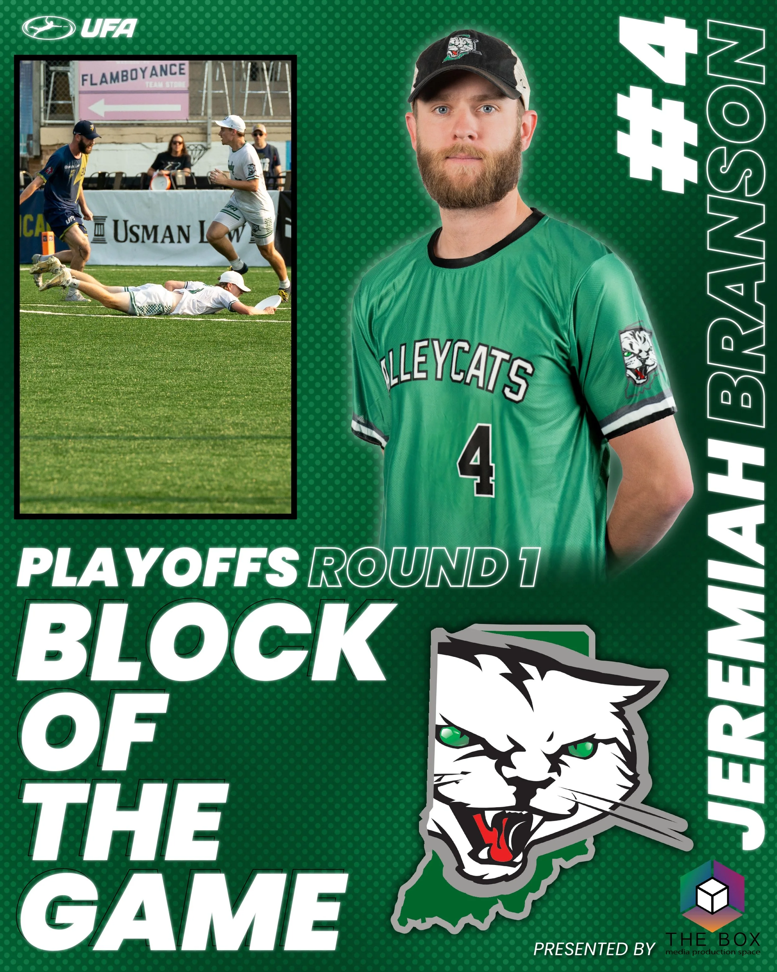 Jeremiah Branson's layout block to end the half was a pivotal moment in ensuring our victory at Breese Stevens Field Sunday. Keeps the Radicals from scoring and sealed the one-point lead going into the locker room, which would then turn into a 2 poin