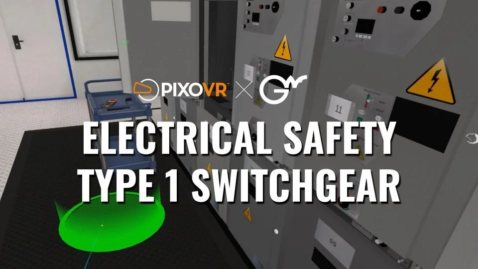 Electrical safety switchgear with warning signs and control panels in an industrial setting.