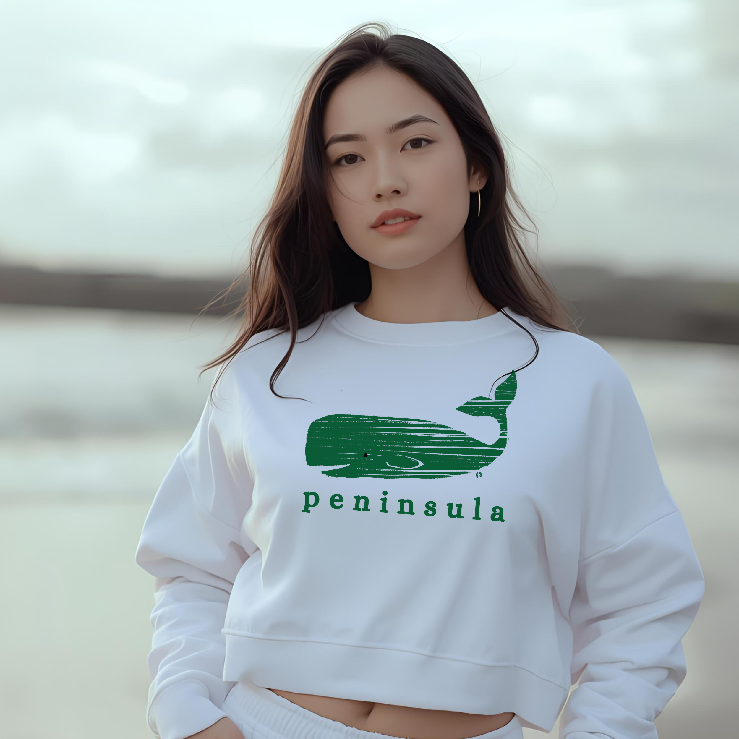 Whale of a Cropped Fleece Pullover