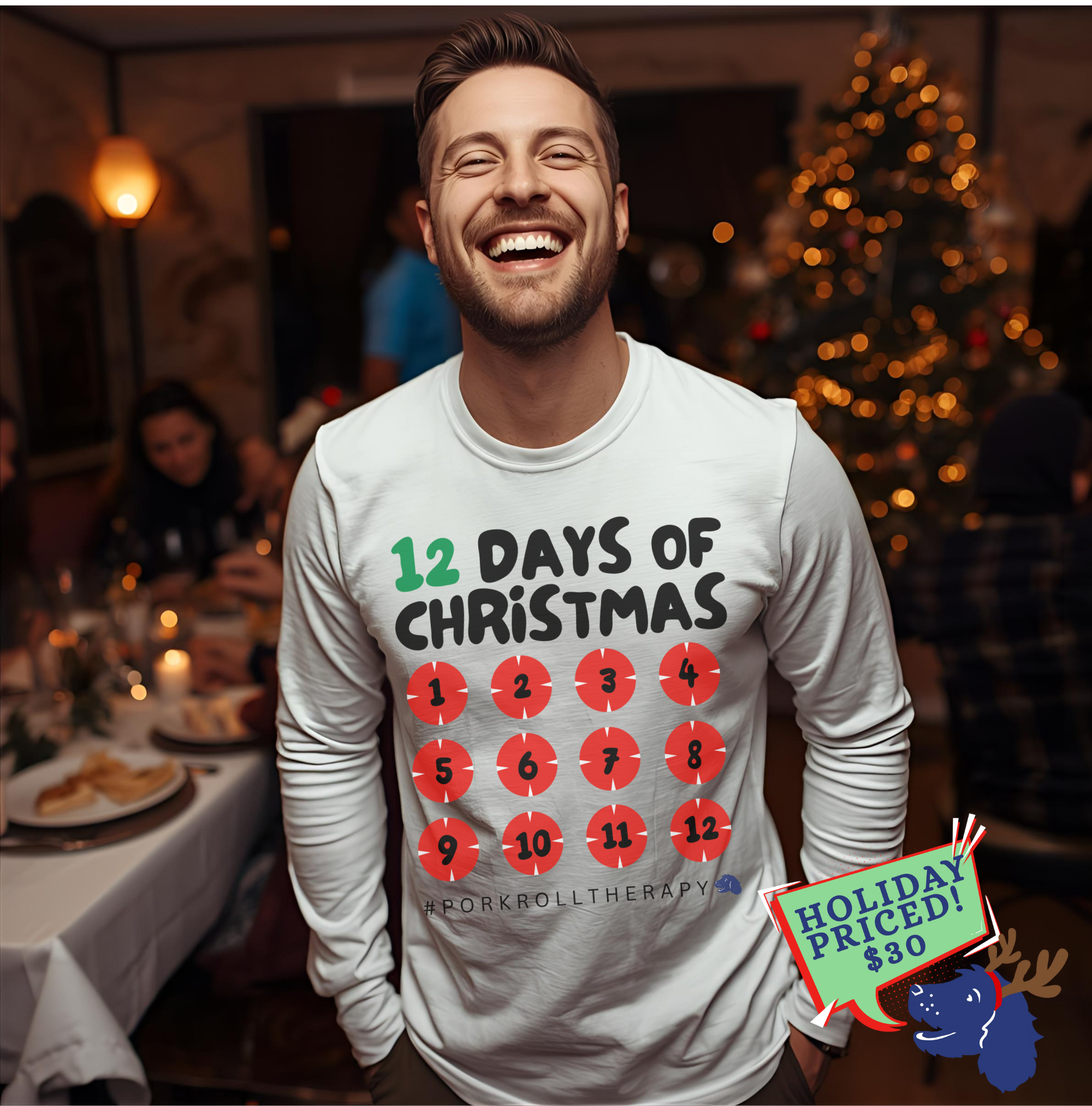 12 Days of Pork Roll Christmas Long Sleeve Tee