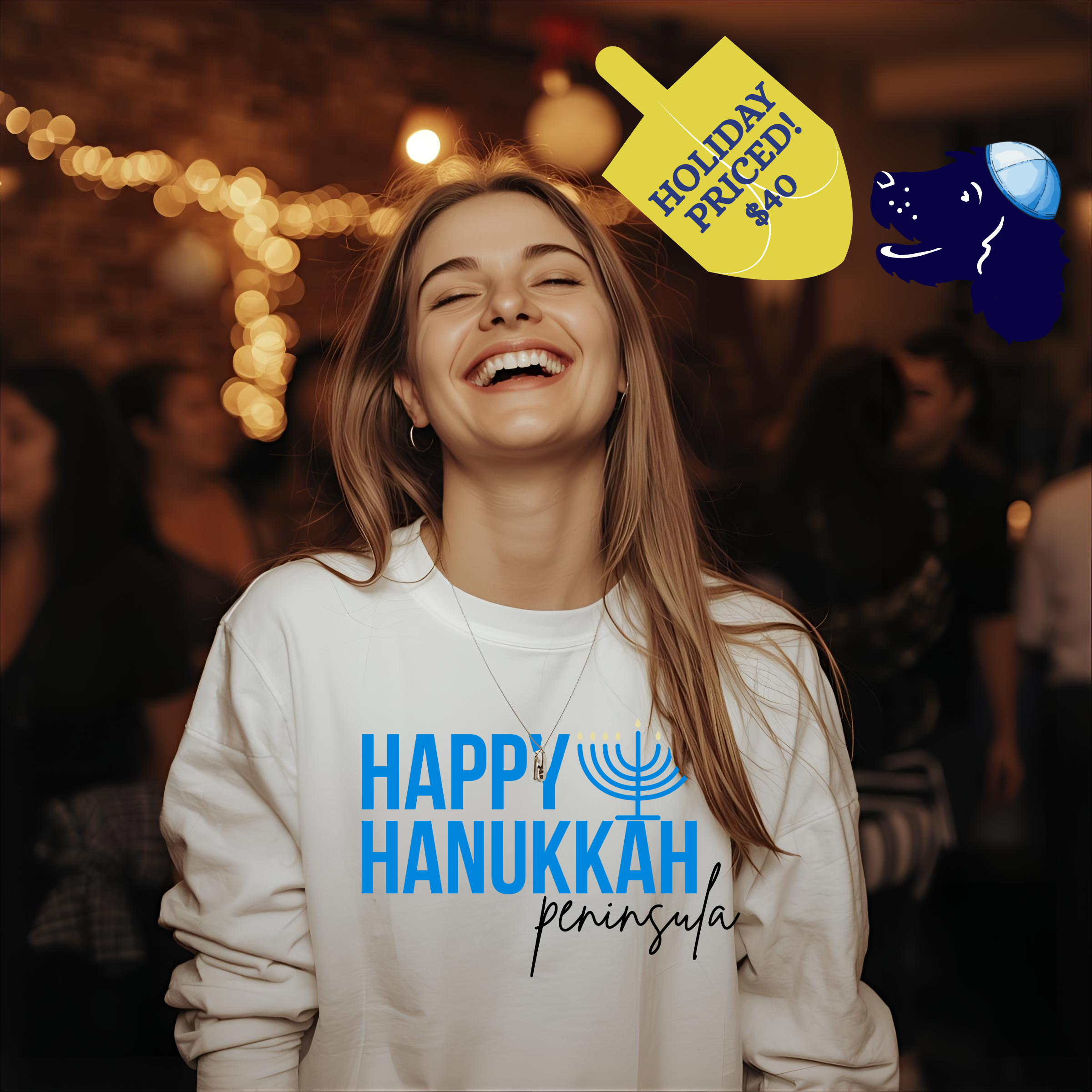 Happy Hanukkah Peninsula Sweatshirt