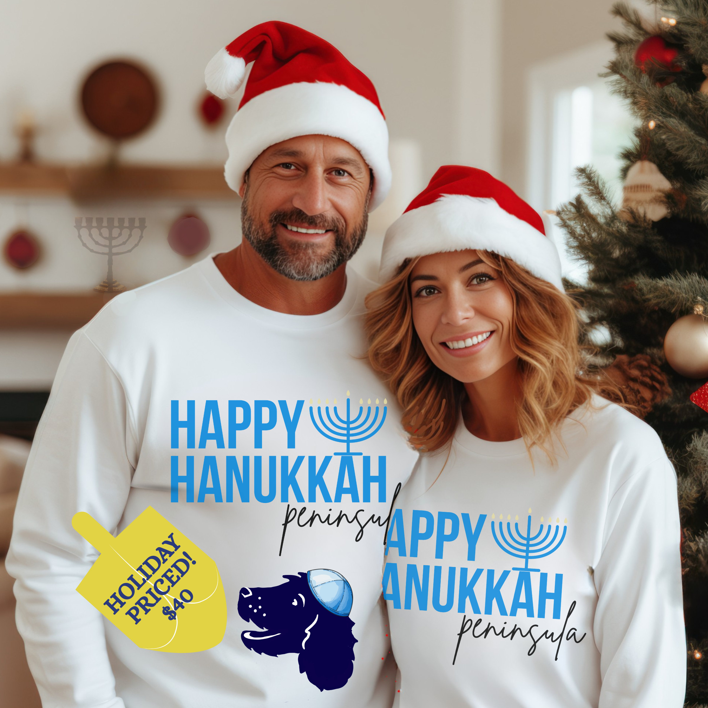 Happy Hanukkah Peninsula Sweatshirt