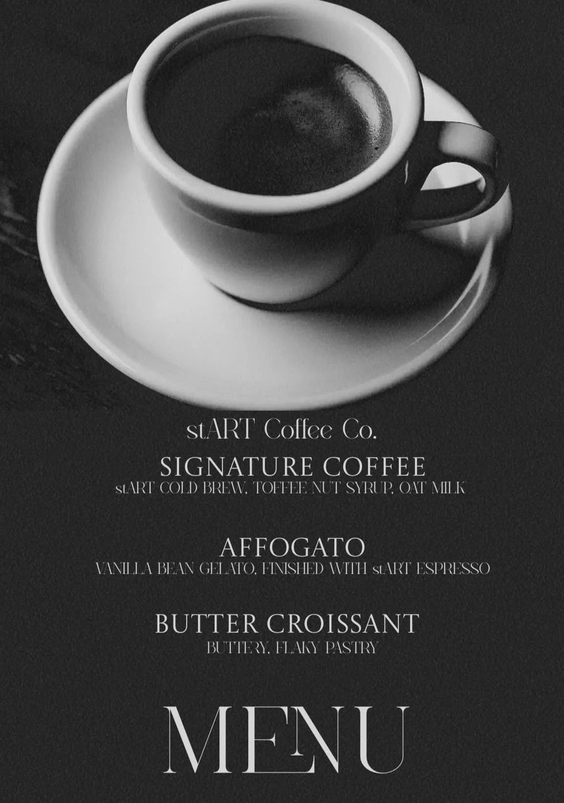 stART Coffee x Crate & Barrel Menu