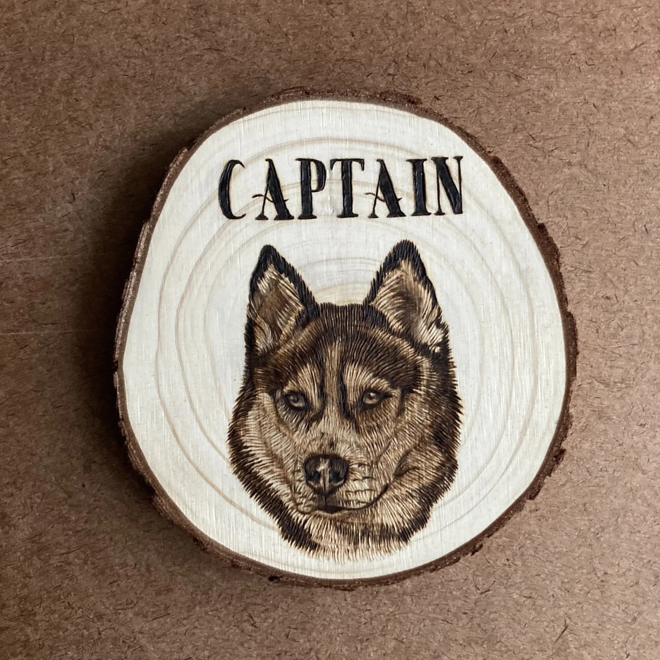Captain husky custom pyrography.jpeg