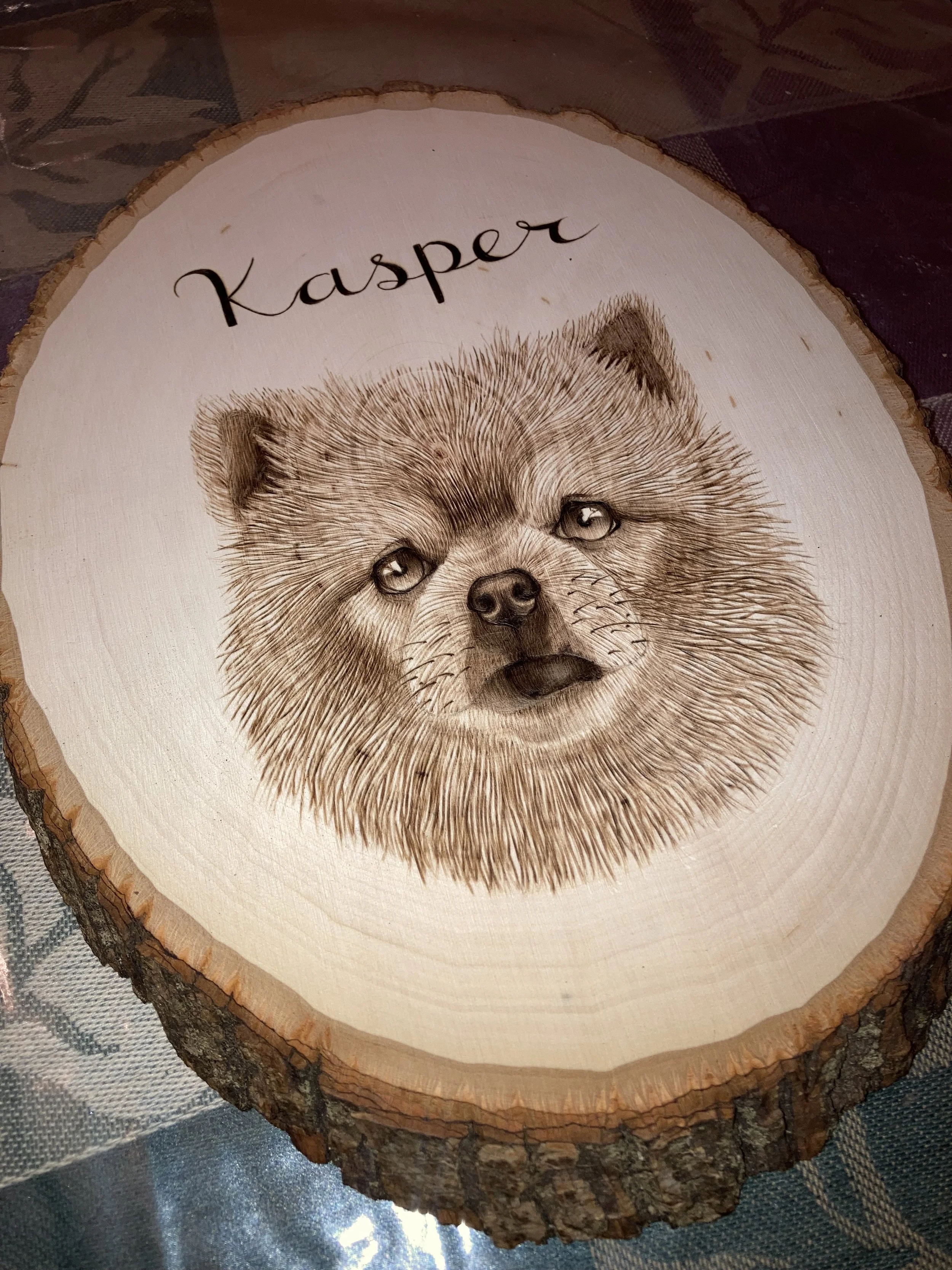 Kasper dog wall custom pyrography.jpeg