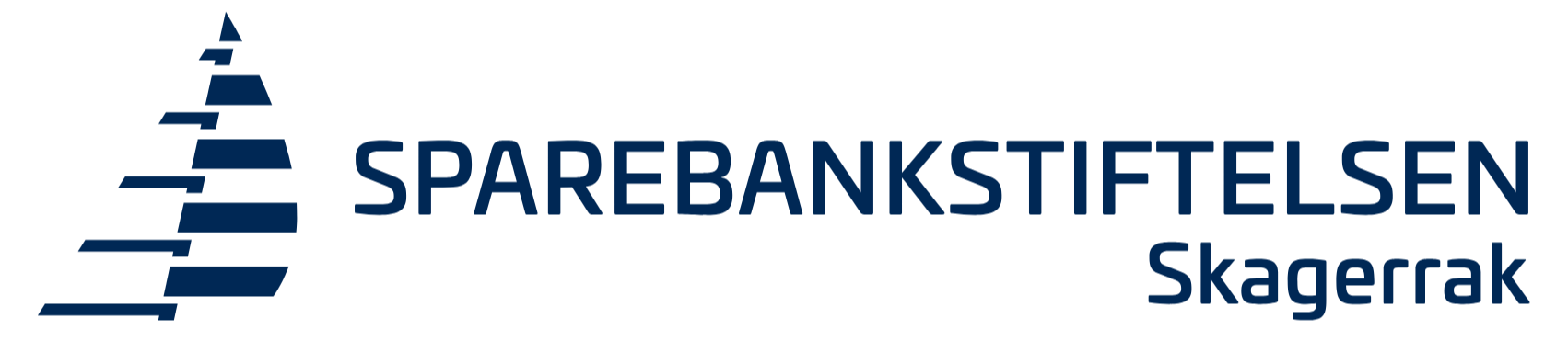 Logo of SpareBank 1 Stifelsen in Skagerak, Norway, featuring a stylized blue tiered tree and the bank's name in Norwegian.