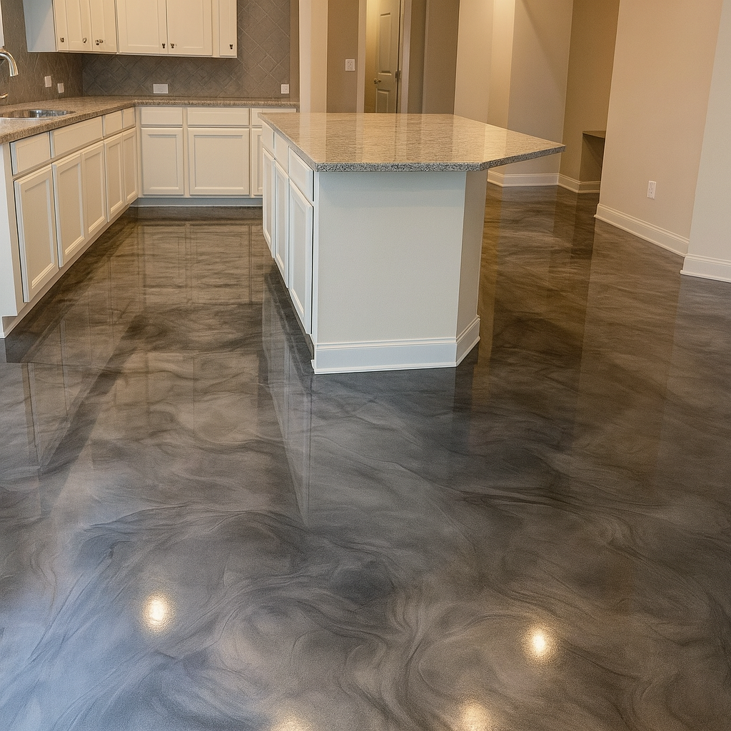 Marble look metallic floors