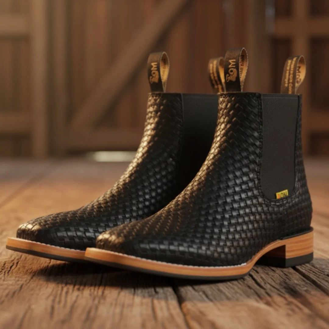 Bota de petatillo artesanal para hombre, ideal para jaripeos, bailes y uso diario.