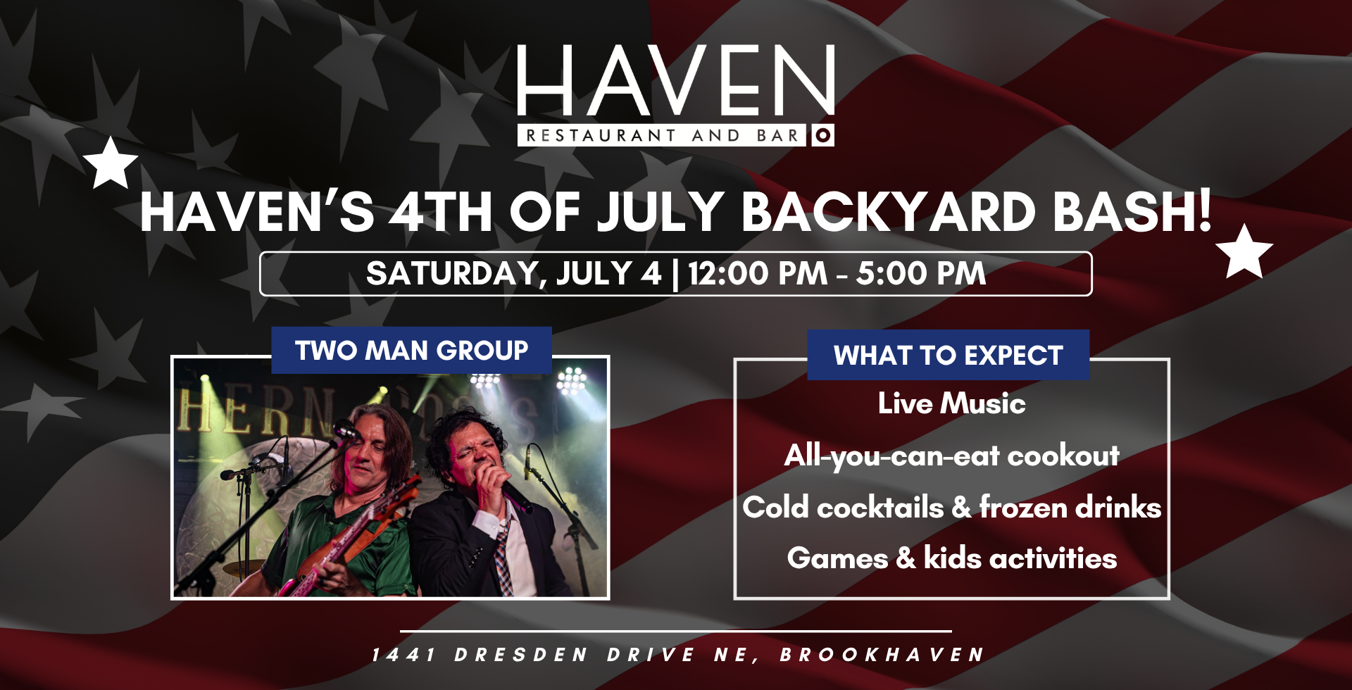 Banner with Flag, Fourth of July Event Detail