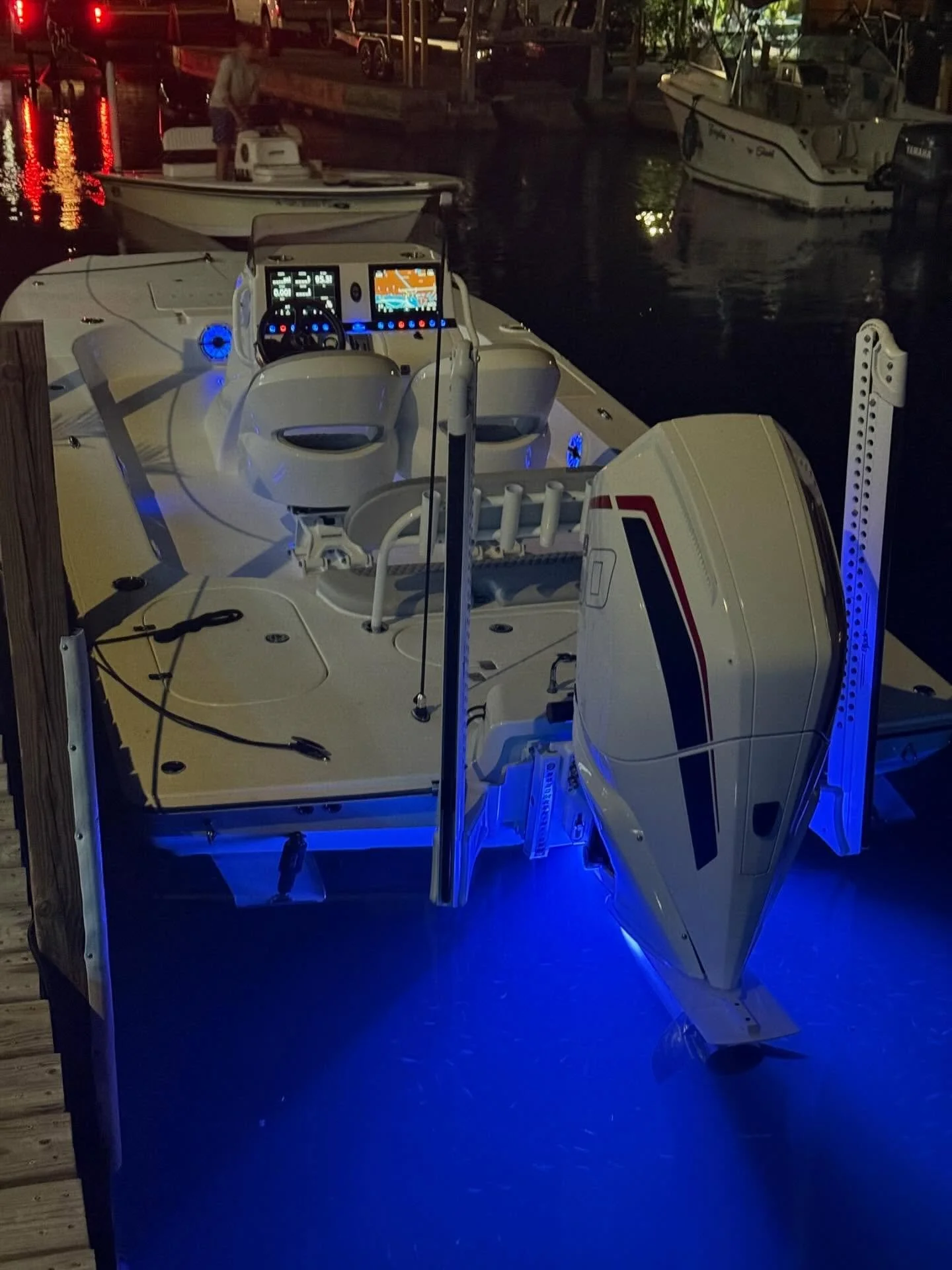 Night shift #turnerboatworks #mercuryracing #saltwaterfishing