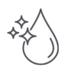 A water droplet with sparkles indicating cleanliness or freshness.