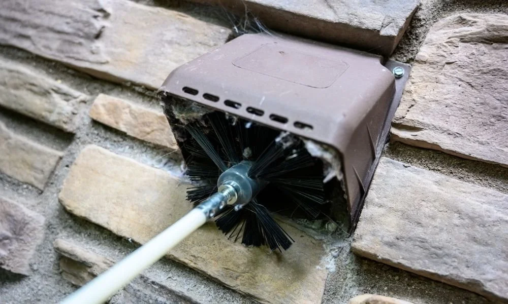 A laundry room with clean dryer vents.