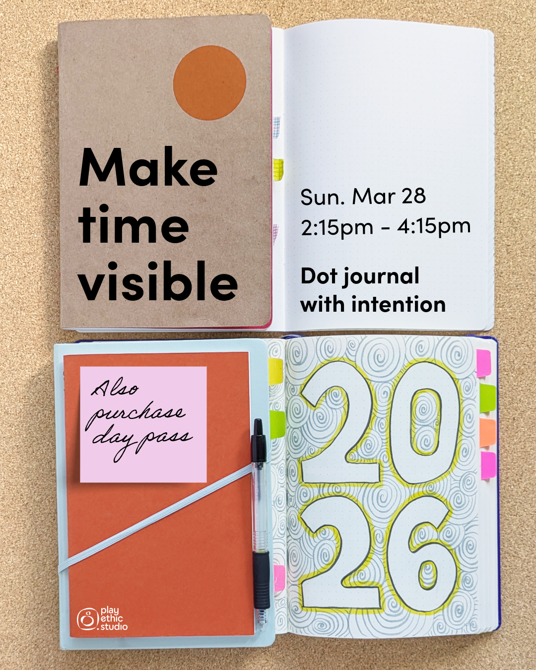 Make Time Visible: Dot journal with intention (sunday) There's one spot available. Come in person to claim.