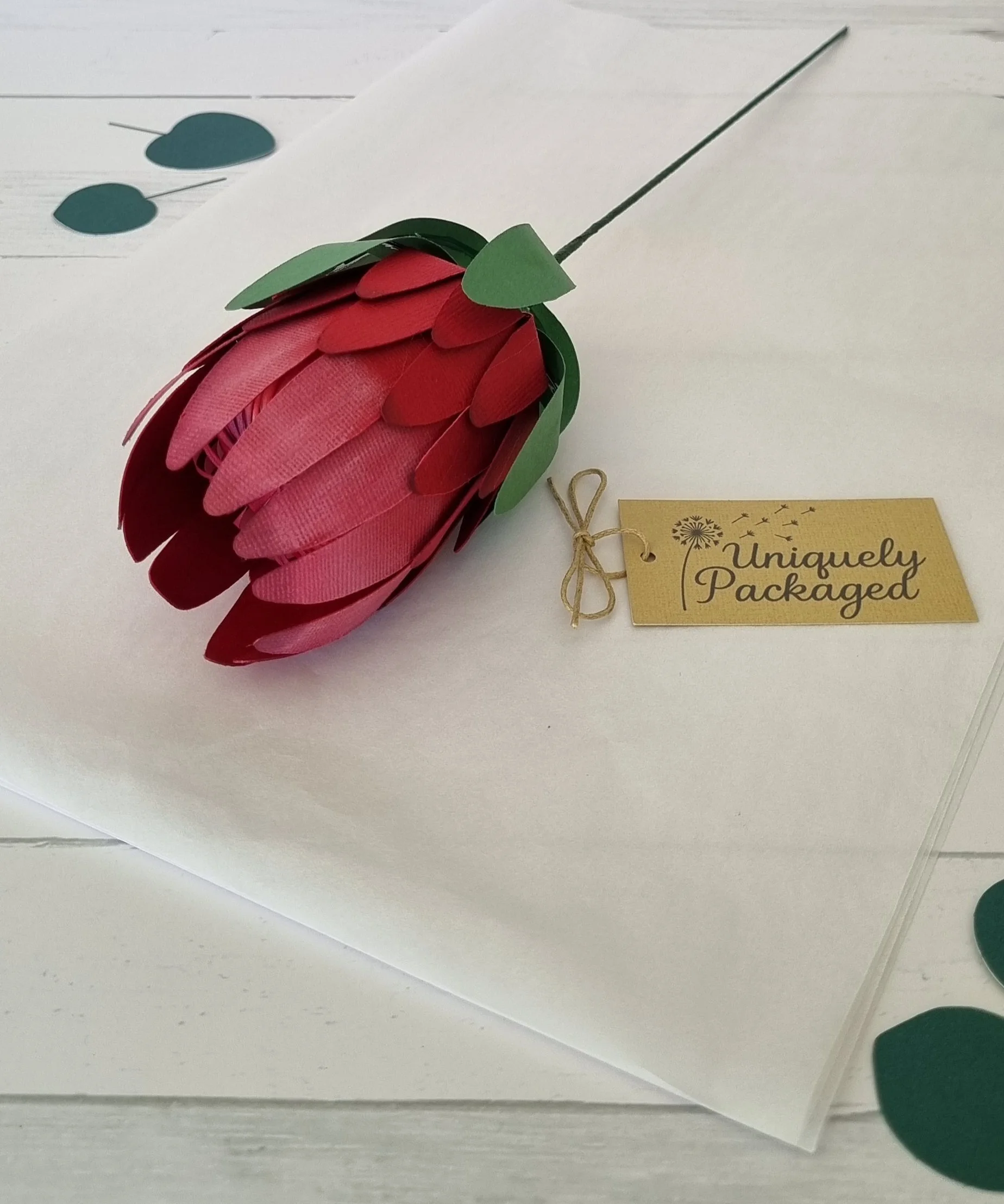 Handmade paper native flowers – 12 Flowers of Christmas box, Protea