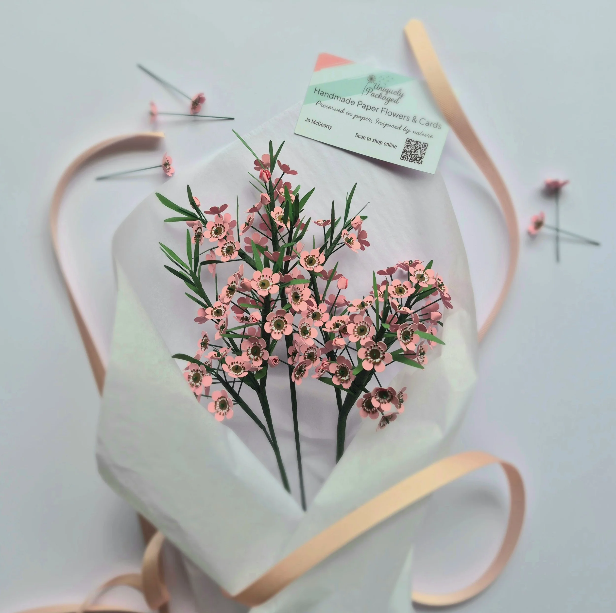 Handmade paper Pink Wax Flowers