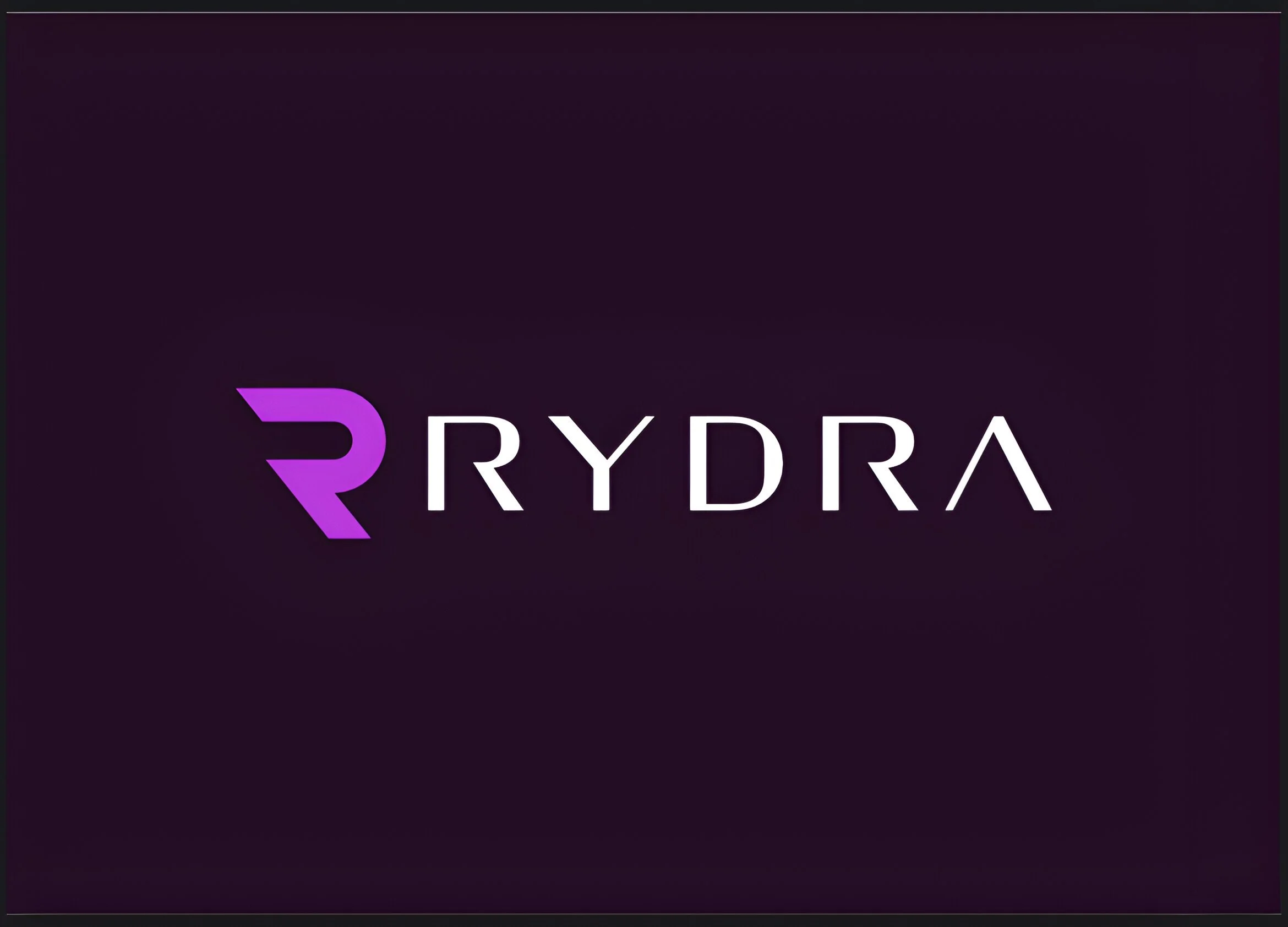 RYDR logo with a purple letter 'R' symbol and the word 'RYDRA' on a dark background.